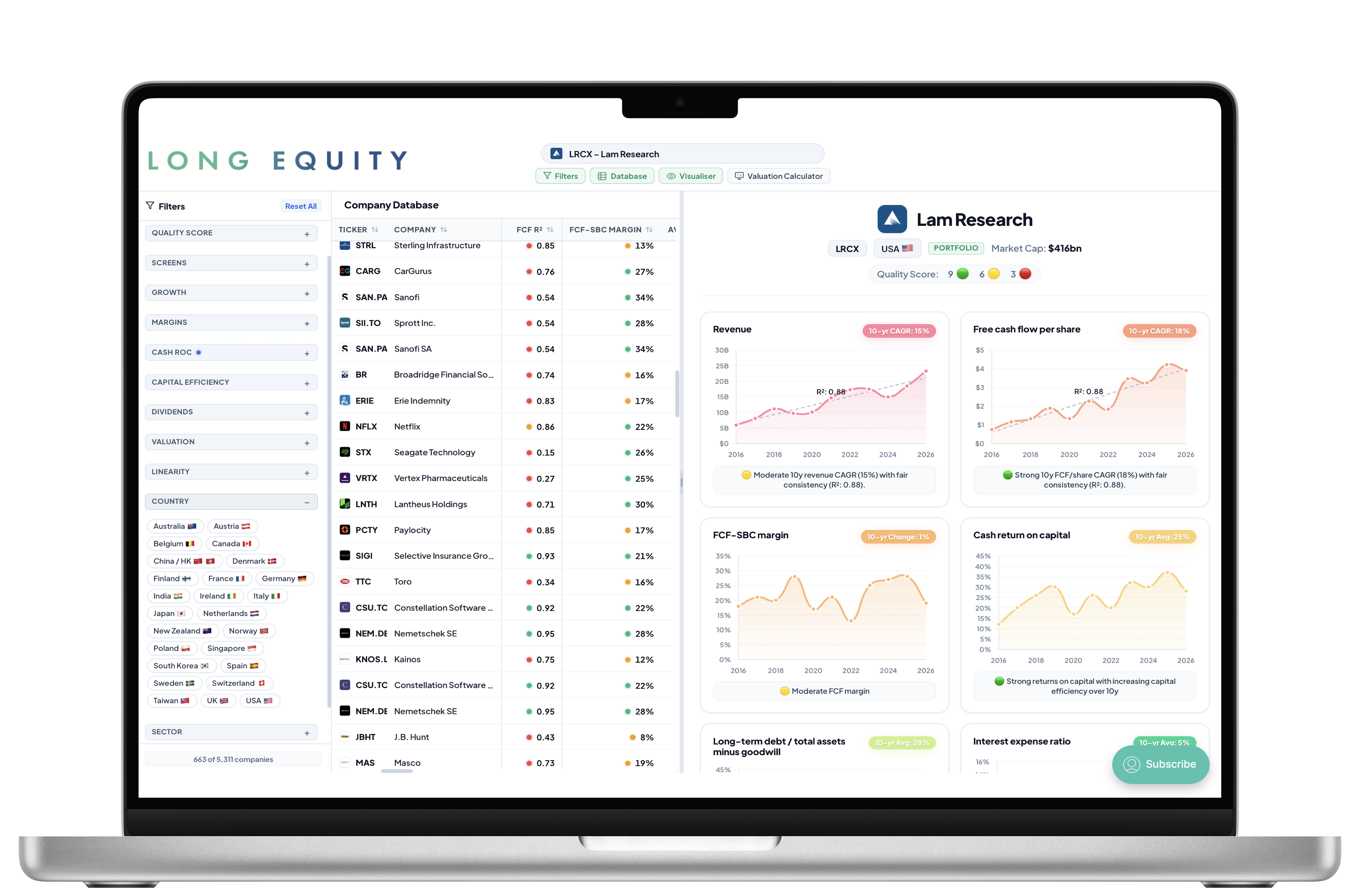 Long Equity Platform on MacBook